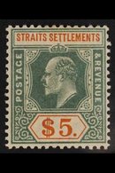 1902-03 $5 Dull Green And Brown-orange Wmk Crown CA , SG 121, Very Fine Mint. For More Images, Please Visit Http://www.s - Straits Settlements