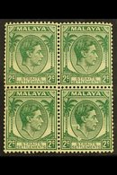 1937-41 2c Green, Die II, SG 293, Mint Block Of Four, Light Gum Toning And Surface Scuffing To Both Bottom Stamps, But N - Straits Settlements