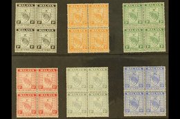 NEGRI SEMBILAN 1935-41 1c Black, 2c Orange, 3c Green, 6c Scarlet, 6c Grey & 15c Ultramarine BLOCKS OF FOUR, SG 21, 23, 2 - Andere & Zonder Classificatie