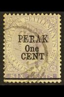 PERAK 1891 1c On 6c Lilac, Variety "Short R", SG 46a, Very Fine Used. For More Images, Please Visit Http://www.sandafayr - Autres & Non Classés