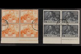 PERLIS 1949 UPU Complete Set, SG 3/6, Superb Cds Used Lower Marginal BLOCKS Of 4 With Complete Or Almost Complete IMPRIN - Autres & Non Classés