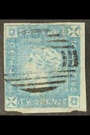 1859 2d Blue "Lapirot" Issue, Imperf, Intermediate Impression, Position 5, SG 38, Very Fine Used, Four Close To Large Ma - Maurice (...-1967)