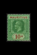 1921 10r Green And Red On Emerald, Wmk Script, SG 241, Very Fine Mint. For More Images, Please Visit Http://www.sandafay - Mauricio (...-1967)