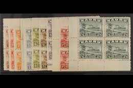1924 - 34 Freighter Set To 2s 6d Complete, On Unsurfaced Paper, SG 26A/37A, In Never Hinged Mint Marginal Blocks Of 4. ( - Nauru