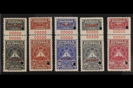 REVENUES TIMBRE FISCAL 1940 Set Of Nineteen Different Values With Coupons At Top, All With Red "SPECIMEN" Overprints, Sm - Nicaragua