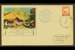 1938 Illustrated "PITC" Radio Cover To USA, Bearing 1d Kiwi Of New Zealand Tied By "PITCAIRN ISLAND" Cds Cancel Of 18 MR - Pitcairn