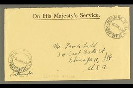 1953 (8 Jan) Stampless Printed 'OHMS' Envelope To Chicago With Two Fine Strikes Of "Pitcairn Island Post Office" Cds, En - Islas De Pitcairn