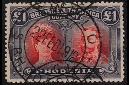 1910-13 £1 Rose-scarlet And Bluish Black Perf 14 Double Head, SG 166, Very Fine Used With Gwelo Cto Cds. For More Images - Other & Unclassified