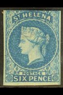 1856 6d Blue Imperforate, Large Star Wmk, SG 1, 3+ margins Just Touching The Frame Line At The Top, Mint With Large Part - Sint-Helena