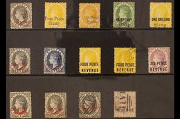 POSTAL FISCALS 1881-1885 Mint, Unused And Used Collection. Comprises 1881 1d (SG F1), 4d (F8), 1s (F10), ½d (F11) And 1s - Ste Lucie (...-1978)