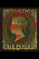 1871 6d Deep Green, Wmk Small Star, Perf 14 To 16, Variety "wmk Sideways", SG 16a, Very Fine Used With Complete Red St V - St.Vincent (...-1979)