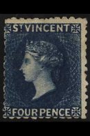 1875-78 4d Deep Blue, SG 25, Mint With Traces Of Gum, Small Imperfections, Cat £550. For More Images, Please Visit Http: - St.Vincent (...-1979)