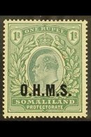 OFFICIAL 1904-05 "O.H.M.S." Overprinted KEVII 1R Green, SG O15, Very Fine Lightly Hinged Mint. For More Images, Please V - Somaliland (Protectorate ...-1959)