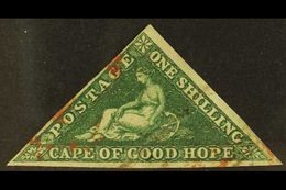 CAPE OF GOOD HOPE 1855-63 1s Deep Dark Green Triangular, SG 8b, Attractive With Three Clear To Large Margins, Black Tria - Unclassified