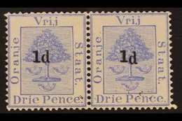 ORANGE FREE STATE 1890 1d On 3d Ultramarine With DROPPED " 1 " In Pair With Normal, SG 54+54d, Very Fine Mint. For More  - Ohne Zuordnung