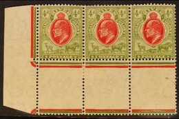 ORANGE FREE STATE 1905 4d Scarlet And Sage-green Corner Strip Of Three With Central Stamp Having The "I OSTAGE", SG 150+ - Sin Clasificación