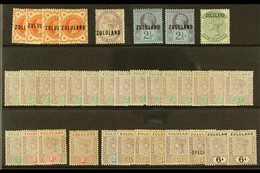 ZULULAND 1888-1896 DUPLICATED MINT HOARD On A Stock Card. Includes 1888-93 GB Opt'd Range To 2½d, Natal Opt'd ½d With St - Non Classés