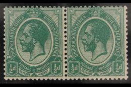 1913-24 ½d DARK MOSSY GREEN, Horizontal Pair, SACC 2e, Never Hinged Mint, Certificate Accompanies. Rare & Distinct Shade - Sin Clasificación