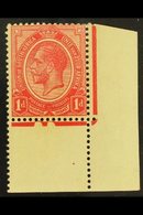1913-24 1d Rose-red, Plate 2 Corner Marginal Example With Two Cuts In Jubilee Line, SG 3, Never Hinged Mint, Few Split P - Sin Clasificación