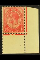 1913-24 1d Rose-red, Plate 2 Corner Marginal Example With Two Cuts In Jubilee Line, SG 3, Never Hinged Mint, Few Split P - Ohne Zuordnung