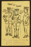 1918 HAND ILLUSTRATED POSTCARD KGV ½d Stationery Postcard, Hand-drawn Illustration Of A Soldier Flanked By Two Sergeants - Non Classificati