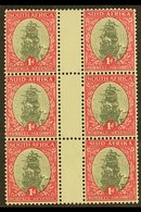 1933-48 1d Grey & Carmine, Perf.13½x14 Gutter Block Of 6, Watermark Upright, SG 56d, Never Hinged Mint. For More Images, - Sin Clasificación