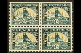 OFFICIAL VARIETY 1935-49 1½d Wmk Inverted, "Broken Chimney" Variety In A Block Of 4, SG O22/22ab, Slight Wrinkle On Stam - Unclassified