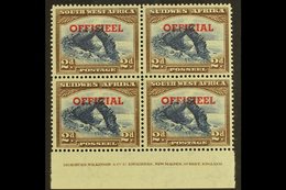OFFICIAL 1951-2 2d TRANSPOSED OVERPRINTS In An Imprint Block Of Four, SG O26a, Top Pair Lightly Hinged, Lower Pair Never - South West Africa (1923-1990)