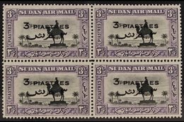 1938 3pi On 3½p Black And Violet, Perf 14, SG 75, Very Fine Never Hinged Mint Block Of 4. For More Images, Please Visit  - Soudan (...-1951)