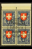 1923 40c (+10c) Pro Juventute (Mi 188, Zum 28), Upper Marginal BLOCK OF FOUR Very Fine Used With Central Cds. For More I - Other & Unclassified