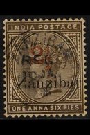 1895-8 "2½" In Red On 1a 6p Sepia, SG 36, Very Fine Used. Scarce Stamp. For More Images, Please Visit Http://www.sandafa - Zanzibar (...-1963)