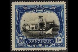 1908 100r Black And Steel Blue, View Of Port, Ovptd "Specimen", SG 244a, Very Fine Mint. Lovely Stamp. For More Images,  - Zanzibar (...-1963)