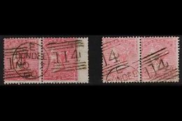 1855-57 Wmk Large Garter 4d Rose-carmine And 4d Rose, SG 66 & SG 66a, HORIZONTAL PAIRS, Both With Fine DUNDEE Duplex Pos - Sonstige & Ohne Zuordnung