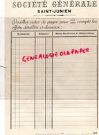 87- SAINT JUNIEN- ST JUNIEN - BANQUE SOCIETE GENERALE 1920 - Banco & Caja De Ahorros
