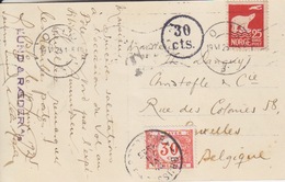 Norvège, CP (Amundsen) Obl Oslo Le 19 VI 25 Pour La Belgique, Taxe 30, Vol N24, N25 Au Pôle Nord De Amundsen - Lettres & Documents