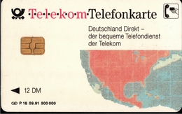 ! Telefonkarte, Telecarte, Phonecard, 1991, P18, Auflage 500000, Telekom Deutschland Direkt, Germany, USA - P & PD-Series: Schalterkarten Der Dt. Telekom