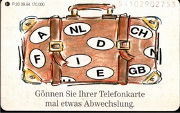 ! Telefonkarte, Telecarte, Phonecard, 1994, P20, Auflage 170000, Koffer, Germany - P & PD-Reeksen : Loket Van D. Telekom