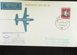 DDR: Sonderluftpostbeförderung Mit DH 55 Vom 2.5.58 Leipzig - Karl-Marx-Stadt Mit Bestät.Stpl. 20 Pf Luftpost Als EF - Airmail