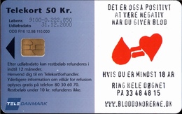 ! 50 Kr Telefonkarte, Telekort, Phonecard, 1998, R16 Dänemark, Tele Danmark, Denmark, Blood - Danimarca