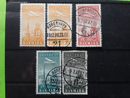 DANMARK / DANEMARK Poste Aérienne Luftpost 1925, 5 Timbres  Yvert No 6 ** ,  6 , 7, 8, 9,  Obl TB - Luftpost