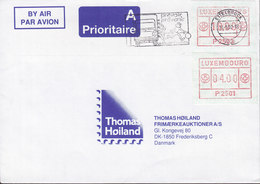 Luxembourg A PRIORITAIRE Flamme 'Prévoir Prevenir' ETTELBRUCK 1992 Cover Lettre THOMAS HØILAND Denmark ATM Frama Labels - Frankeervignetten