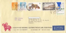 QUEEN ELISABETH II, FISH, HARBOUR, SHIP, PUBLIC HOUSING, STAMPS ON COVER, 1992, HONG KONG - Cartas & Documentos