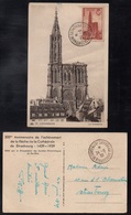 CATHEDRALE DE STRASBOURG # 443 / 24.06.1939 CARTE MAXIMUM OB.  DU 5e CENTENAIRE(ref LE3570) - Covers & Documents