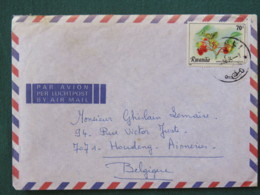 Rwanda 1984 Cover To Belgium - Flowers (stamp Damaged) - Used Stamps