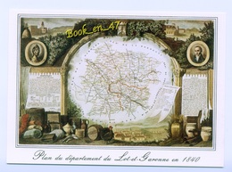 {80567} 47 Lot Et Garonne , Plan Du Département Du Lot Et Garonne En 1840 - Cartes Géographiques