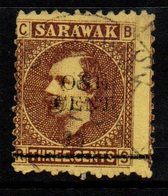 R992 - SARAWAK - 1892 - SC#: 25c - PERIOD AFTER THREE - USED - Sarawak (...-1963)