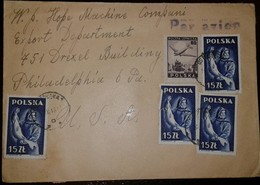 O) 1943 POLAND, DOUGLAS PLANE OVER RUINS OF WARSAW, FISHERMAN, AIRMAIL TO USA - Altri & Non Classificati