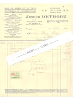 Facture De Joseph DETROOZ , Bois, Matériaux De Construction, Quicaillerie,...à BOMAL Sur OURTHE En 1935 (b258) - 1900 – 1949