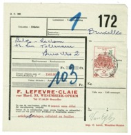 Ref 1315 - 1953 Belgium Railway Parcels Ducument With 26f Stamp - Otros & Sin Clasificación