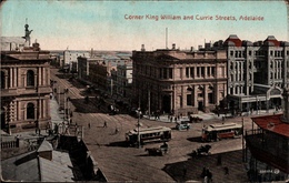 ! Old Postcard Adelaide, King William And Currie Street, Tram, Straßenbahnen, 1923, Australia - Adelaide